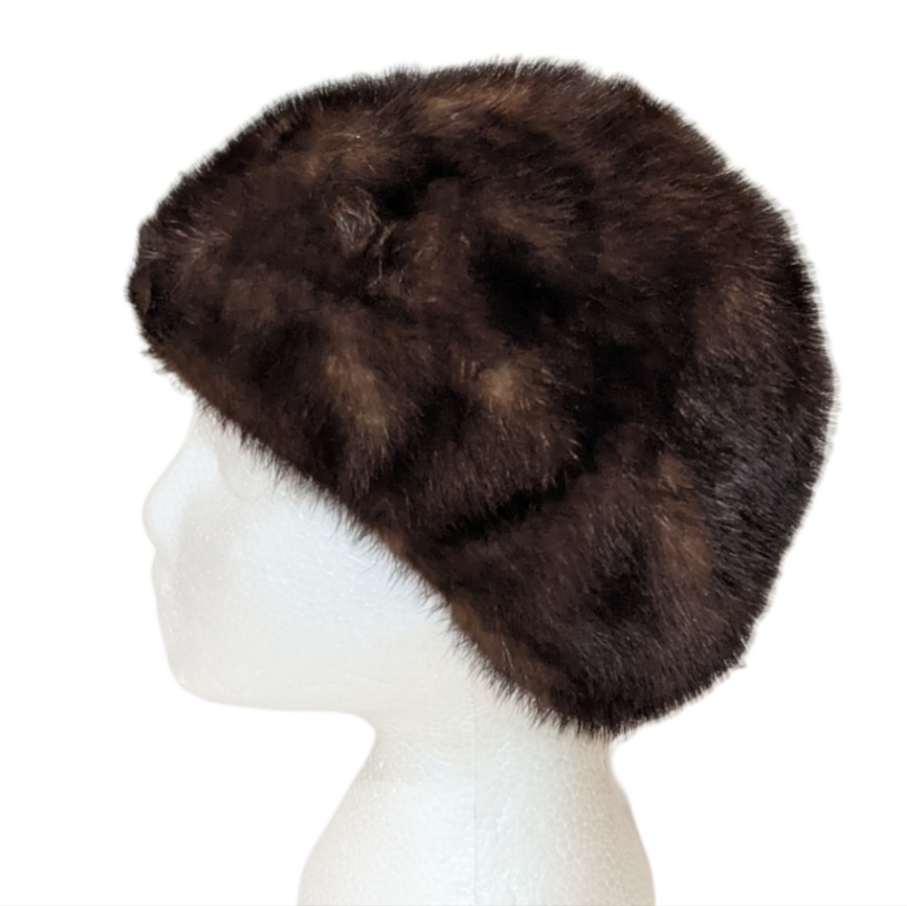 Vintage Brown Mink Fur Hat 70's